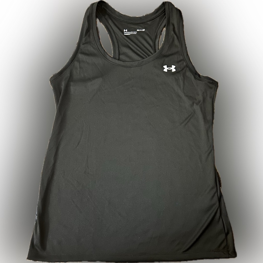 Under Armour NWT SZ S women’s black “velocity” solid tank w/racer back, bust 38” - Picture 5 of 6
